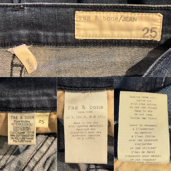 Rag & Bone Blue Southport Dark Wash Skinny Capri Jeans 25 - Picture 5 of 6